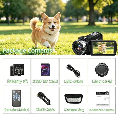 8K Video Camera Camcorder 96MP UHD Vlogging Camera for YouTube 18X Digital Zoom 3.0 IPS 270° Rotation Touch Screen Video Recorder with Remote Control, LED Fill Light, 32GB Card, 2 Batteries in Saudi Arabia