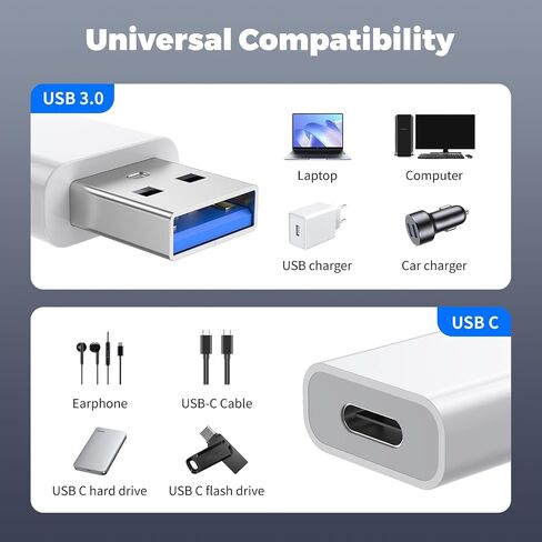 Pastall USB to USB C Adapter 2 Pack,USB-C Female to USB Male Adapter in Kuwait