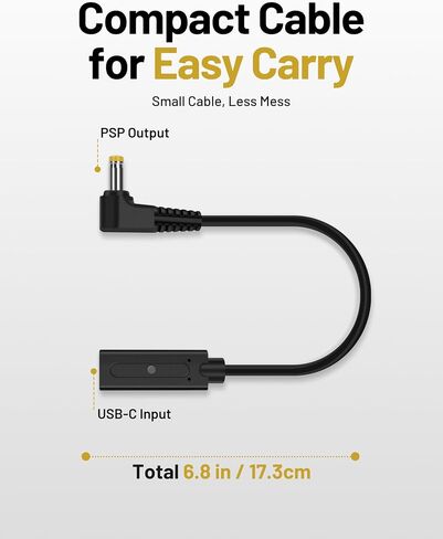 USB-C Adapter for PSP, Charger Cable Compatible with PSP 3000/2000/1000, USB-C Female Input – Supports PD & Standard USB-C Chargers in Kuwait