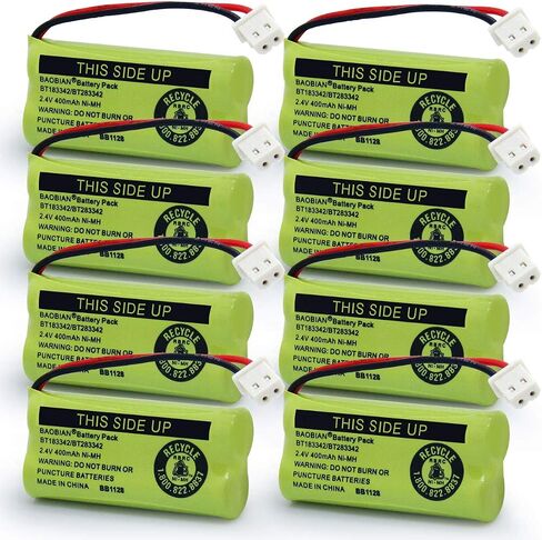 BT183342 BT283342 2.4V 400mah Ni-MH بطارية هاتف لاسلكية متوافقة مع AT&T BT162342 BT-162342 BT166342 BT-166342 BT266342 BT-266342 BT-183342 BT-283342 VTech CS6329 CS6114 CS6419 (8 عبوات) in Kuwait