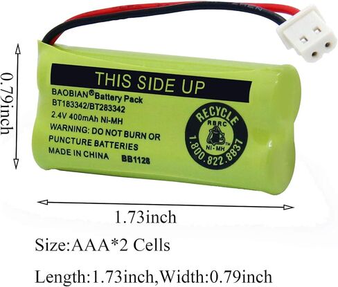BT183342 BT283342 2.4V 400mah Ni-MH بطارية هاتف لاسلكية متوافقة مع AT&T BT162342 BT-162342 BT166342 BT-166342 BT266342 BT-266342 BT-183342 BT-283342 VTech CS6329 CS6114 CS6419 (8 عبوات) in Kuwait