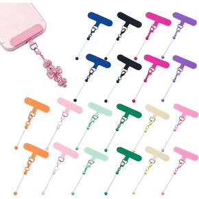 20 Packs Beadable Phone Charms with Colorful Bar Tether Tap Universal Lanyard Patch Accessories for Cell Mobile Phone in Saudi Arabia