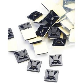 HS Cable Tie Mounts Self Adhesive with Screw Hole Zip Wire Tie Mounting Base Holder (100 Pack) Squares 1x1 Inch,Black in Kuwait