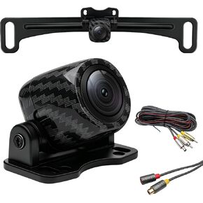 Backup Camera Carbon Fiber Coated Housing AHD 4k with Nylon Braided Wire: 170 Degree Wide Angle License Plate Backup Camera with Excellent Night Vision and IP68 Waterproof for Car SUV Truck in Kuwait