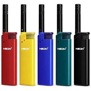 NEON Candle Lighter, Butane Refillable Wind-Resistant Flame, Ultimate Long Neck Lighter for BBQ, Camping, DIY, 5-Pack in Saudi Arabia
