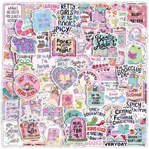 126PCS Holographic Girly Bookish Stickers, Cute Romance Book Stickers for Book Lovers, Waterproof Vinyl Decals for Laptop, Water Bottle, Booktok, Phone, Journal, Luggage, No Repeats in Saudi Arabia
