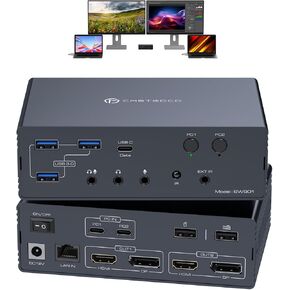 KVM Switch 2 Monitors 2 Computers Docking Station 16-in-2 4K@60Hz for M1/M2/M3/M4 Thunderbolt KVM Switcher Support USB3.0/USB C in DP/HDMI Out Extended/Mirrored Mode for Windows Mac in Saudi Arabia