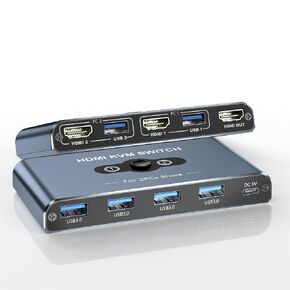 KVM Switch, KVM Switch 1 Monitors 2 Computers, HDMI Switch, 4K@60Hz KVM Switches for 2 Computers Sharing 1 Monitor, 4 USB 3.0 Devices Such as Keyboard, Mouse, Printer, Scanner in Saudi Arabia