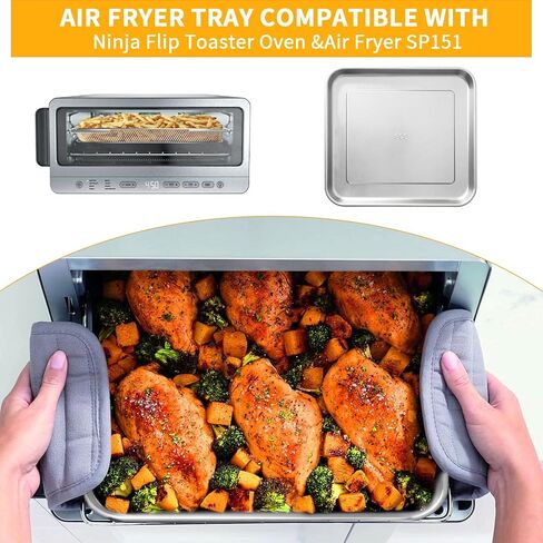 Air fryer Accessories for Ninja Flip 8 in 1 Toaster Oven Air Fryer SP151, 12.9''× 11.5'' Food Grade Stainless Steel Air Fryer Grill Pan Crisper Plate Replacement Parts Tray Rack, Dishwasher Safe in Saudi Arabia