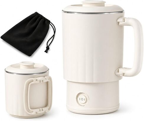 Small Electric Kettle, 0.6L Foldable Travel Kettle, Stainless Steel Inner Dual Heating Modes, Compact Hot Water Kettle for Travel, Camping, Office in Saudi Arabia