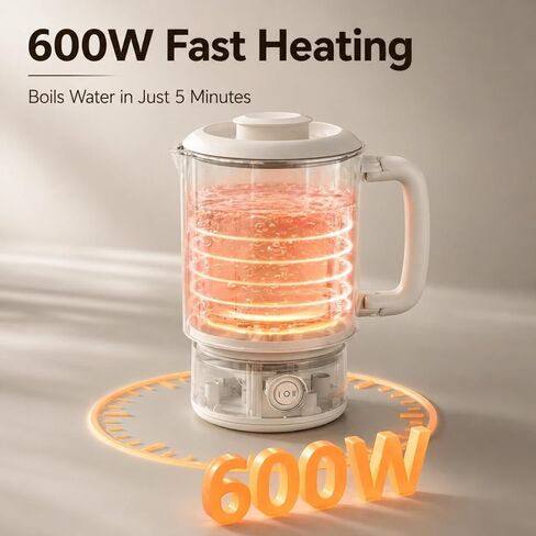 Small Electric Kettle, 0.6L Foldable Travel Kettle, Stainless Steel Inner Dual Heating Modes, Compact Hot Water Kettle for Travel, Camping, Office in Saudi Arabia