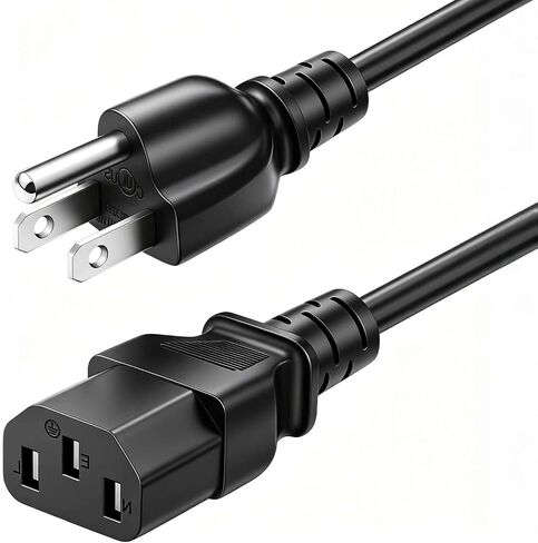6 Feet Universal 3 Prong AC Power Cord, Replacement Power Cable for PC, Monitor, TV, Printer, Desktop Computer in Saudi Arabia