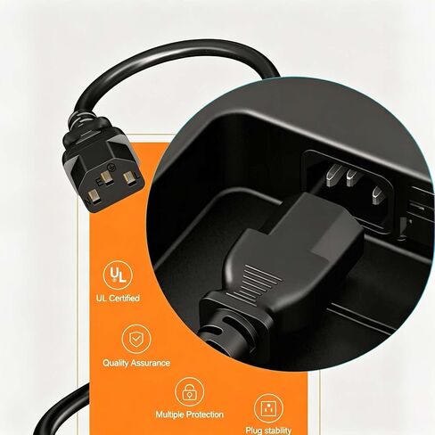 6 Feet Universal 3 Prong AC Power Cord, Replacement Power Cable for PC, Monitor, TV, Printer, Desktop Computer in Saudi Arabia