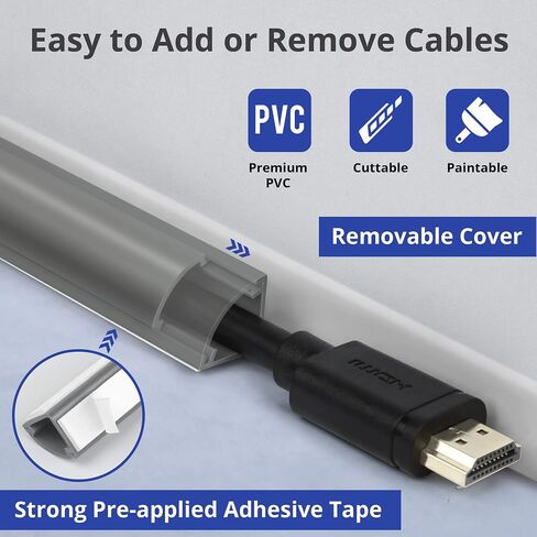 85in Corner Cable Concealer, One-Cord Corner Duct, Paintable Corner Cord Cover, Cable Management Channel for Wall Corner, Floor Baseboard, Ceiling, Grey in Saudi Arabia