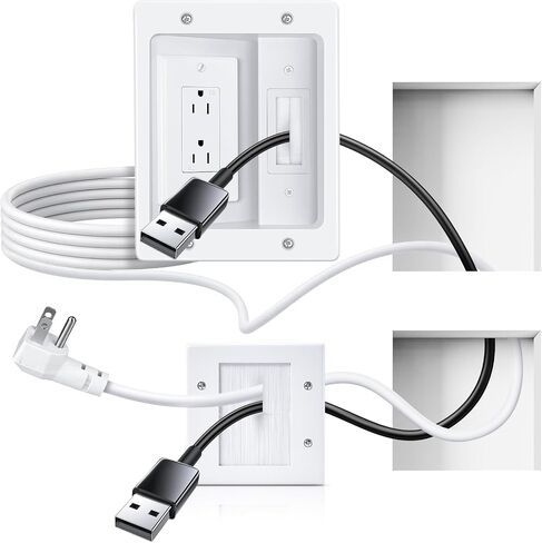 in Wall Cable Management Kit, Cord Hider for Wall Mounted TV with Triple Outlet, 6.5FT Power Cable and 6.2FT Extension Cable, 20A TV Wire Hider for Wall in Kuwait