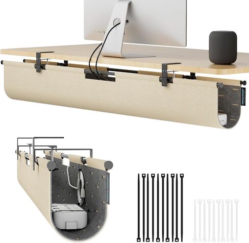 No Drill Under Desk Cable Management Tray,30" Felt Cord Organizer for Table in Kuwait