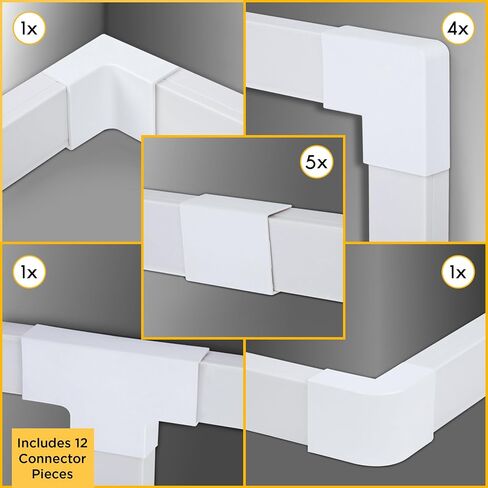 Simple Cord Organizer, 150in Cable Management Under Desk - Easy to Install Screws or Adhesive Mount Cord Covers for Wires on Wall, Desk and Home Office, Wall Cable Organizer (White) in Saudi Arabia