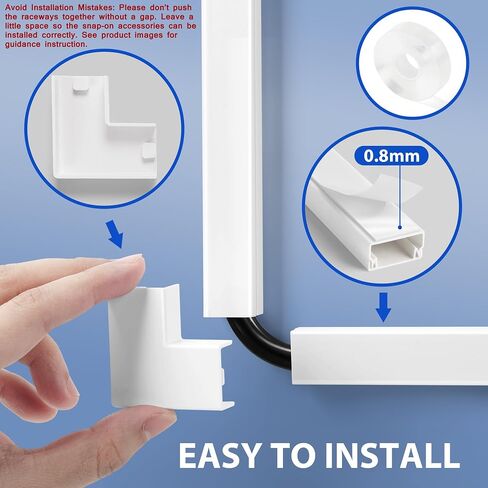 Cord Cover Wall Kit, YCLYC 157in Wire Covers for Cords - TV Cord Hider for 1 Thick Wire, Cable Hider for Wall Mount TV, Cable Cover Raceway White 10 x L15.7", W0.78" H0.4" in Kuwait