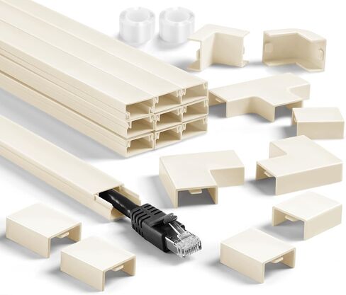 Cord Cover Wall Kit, YCLYC 157in Wire Covers for Cords - TV Cord Hider for 1 Thick Wire, Cable Hider for Wall Mount TV, Cable Cover Raceway White 10 x L15.7", W0.78" H0.4" in Kuwait