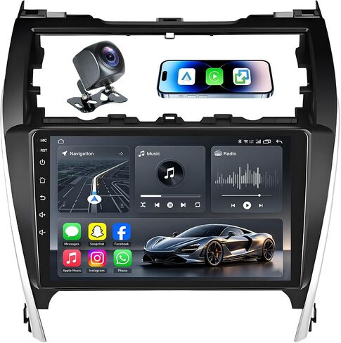 راديو سيارة Android 15 ثماني النواة لسيارة Toyota Camry 2012 2013 2014: ستيريو بشاشة لمس 10 بوصة 1280×720، CarPlay لاسلكي وAndroid Auto، نظام ملاحة GPS، بلوتوث، واي فاي 5 جيجا هرتز، FM، كاميرا احتياطية، شاشة مقسمة in Kuwait