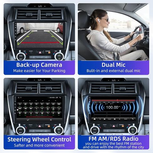 راديو سيارة Android 15 ثماني النواة لسيارة Toyota Camry 2012 2013 2014: ستيريو بشاشة لمس 10 بوصة 1280×720، CarPlay لاسلكي وAndroid Auto، نظام ملاحة GPS، بلوتوث، واي فاي 5 جيجا هرتز، FM، كاميرا احتياطية، شاشة مقسمة in Kuwait