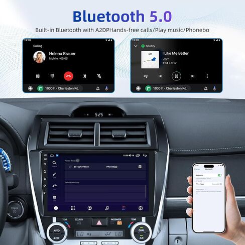 راديو سيارة Android 15 ثماني النواة لسيارة Toyota Camry 2012 2013 2014: ستيريو بشاشة لمس 10 بوصة 1280×720، CarPlay لاسلكي وAndroid Auto، نظام ملاحة GPS، بلوتوث، واي فاي 5 جيجا هرتز، FM، كاميرا احتياطية، شاشة مقسمة in Kuwait
