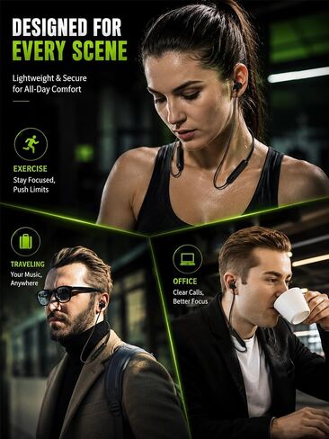 Bluetooth Headphones Neckband 20Hrs Playtime V5.0 Wireless Headset Sport Noise Cancelling Earbuds w/Mic for Gym Running Compatible with iPhone Samsung Android (Black) in Kuwait