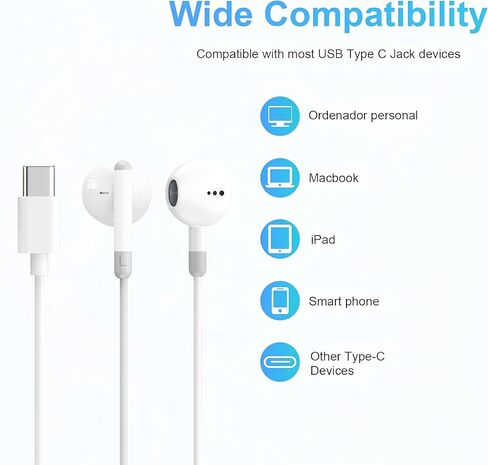 5 Pack Upgraded USB C Headphones for iPhone 17/16/15 Pro Max iPad Plus TypeC Earphones with Microphone Volume Control USBC Wired Earbuds USB Type C Earphone for Samsung S26/S25(1.2M/4Ft) in Saudi Arabia