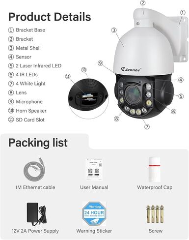 Jennov 6MP PoE IP Camera Outdoor with Pan Tilt 20X Optical Zoom in Kuwait