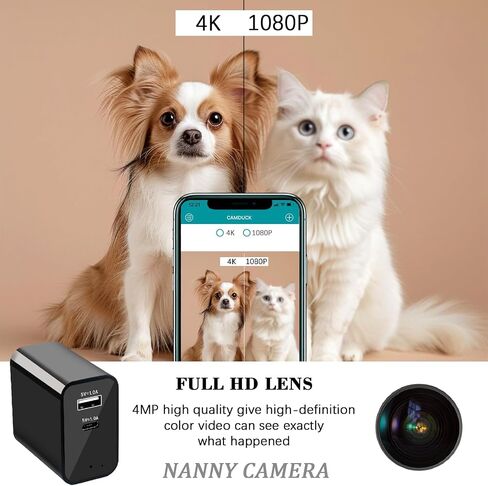 RECSENTRYNO.74K Wireless Cameras Mini Small Security Wall Outlet WiFi Camera Indoor Camera for Home Security【Upgraded】 (CAM) Not Supporting 5G in Kuwait