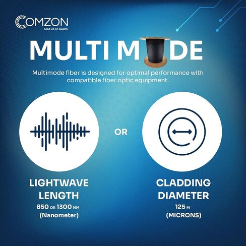 COMZON 12-Strand Fiber Optic Cable, Multimode, Black, 1000ft Spool in Saudi Arabia