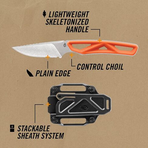 Gerber EXO-MOD Caper Fixed Blade Hunting Knife with Sheath, Orange in Saudi Arabia