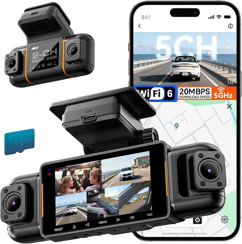IIWEY N9 360° 5 Channel Dash Cam, Free 128GB Card, 12 IR LEDs Night Vision in Kuwait