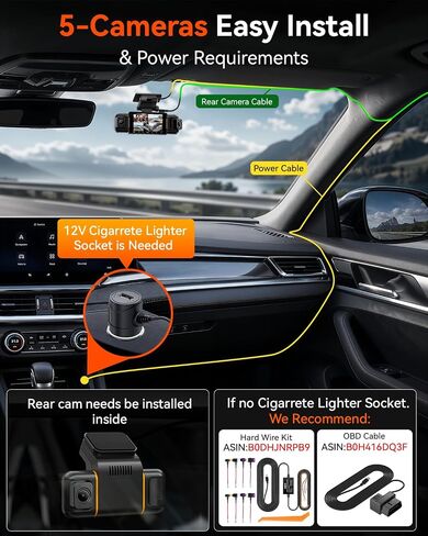 IIWEY N9 360° 5 Channel Dash Cam, Free 128GB Card, 12 IR LEDs Night Vision in Kuwait