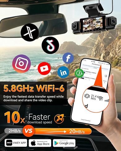 IIWEY N9 360° 5 Channel Dash Cam, Free 128GB Card, 12 IR LEDs Night Vision in Kuwait