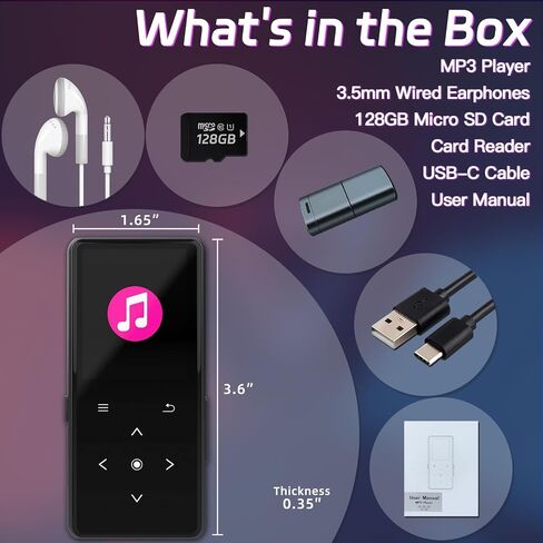 128GB MP3 Player with Bluetooth, Portable Music Player with Built-in Speaker in Saudi Arabia