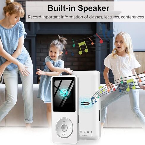 Bluetooth MP3 Player with 32GB TF Card, Portable Music Player with Built-in HD Speaker, Video Function, FM Radio, Voice Recorder, HiFi Sound, E-Book Function, Earphones Included in Kuwait