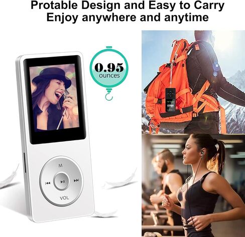 Bluetooth MP3 Player with 32GB TF Card, Portable Music Player with Built-in HD Speaker, Video Function, FM Radio, Voice Recorder, HiFi Sound, E-Book Function, Earphones Included in Kuwait