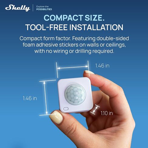 Shelly BLU Motion ZB، بلوتوث ذكي ومستشعر Zigbee للحركة والضوء، متوافق مع Alexa، Home Assistant، Google، SmartThings، كشف الحركة PIR، وضع Beacon، تشفير AES in Kuwait