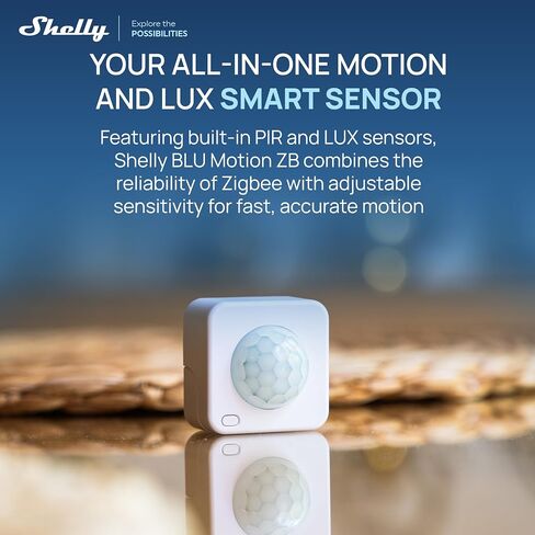 Shelly BLU Motion ZB، بلوتوث ذكي ومستشعر Zigbee للحركة والضوء، متوافق مع Alexa، Home Assistant، Google، SmartThings، كشف الحركة PIR، وضع Beacon، تشفير AES in Kuwait