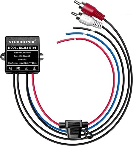 STUDIOFINIX Marine Bluetooth Receiver - IP67 Waterproof BT 5.3 Remote Wireless Connectivity, Stero Male RCA Output for Vehicle of Boat,UTV,ATV, Golf Carts,Motorcycles, Speakers in Kuwait