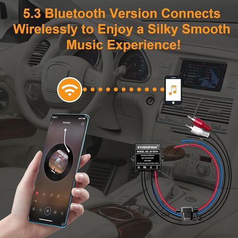 STUDIOFINIX Marine Bluetooth Receiver - IP67 Waterproof BT 5.3 Remote Wireless Connectivity, Stero Male RCA Output for Vehicle of Boat,UTV,ATV, Golf Carts,Motorcycles, Speakers in Kuwait