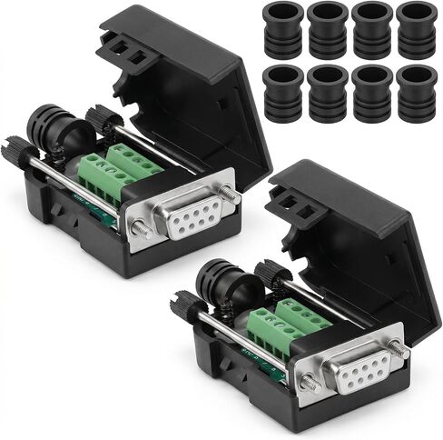2PCS DB9 Female Breakout Connector, Solderless RS232 Serial Adapter with Screw Terminals, D-SUB 9-Pin Port to Terminal Block Module Board for Serial Devices (Black) in Saudi Arabia