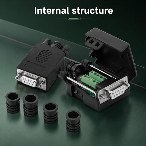 2PCS DB9 Female Breakout Connector, Solderless RS232 Serial Adapter with Screw Terminals, D-SUB 9-Pin Port to Terminal Block Module Board for Serial Devices (Black) in Saudi Arabia