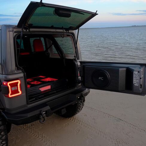 STINGER Jeep Wrangler JK/JL Single 12" 800W Loaded Swing-Gate Mounted Subwoofer Enclosure, Sealed Compact Sub Box for Adding Bass to Car Audio System, Element-Resistant, Plug & Play Installation in Kuwait