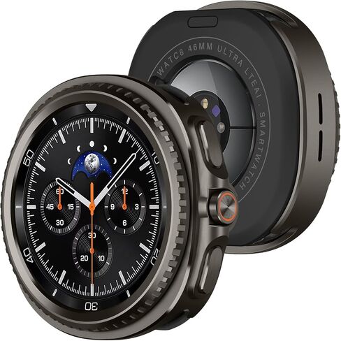 Amizee Metal Bumper Case Compatible with Galaxy Watch 44mm, Black/White in Saudi Arabia