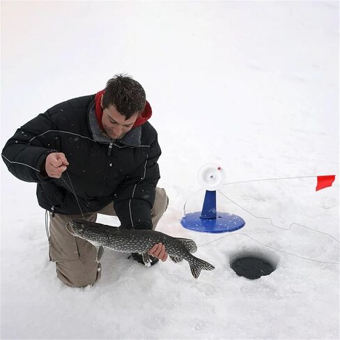 Ice Fishing Tip Up 8 pcs Portable Winter Ice Fishing Rod Tip Up with Flag Marker Pole Indicator Equipment in Accessories in Kuwait