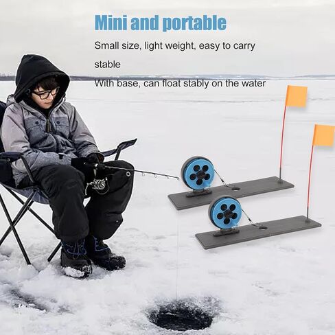 Hidyliu Ice Fishing Flag Marker Rod Stable Portable Tip Up for Winter Fishing Enthusiasts Outdoor ABS Nylon Steel 2pcs in Kuwait