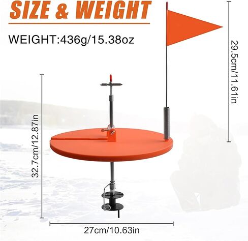 Ice Fishing Tip Up 1Pcs Ice Fishing Tip-Up Rod with Foldable Orange Flag, Winter Tackle in Kuwait
