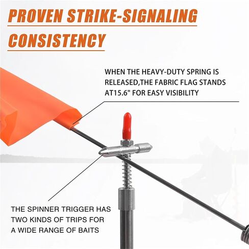 Ice Fishing Tip Up 1Pcs Ice Fishing Tip-Up Rod with Foldable Orange Flag, Winter Tackle in Kuwait